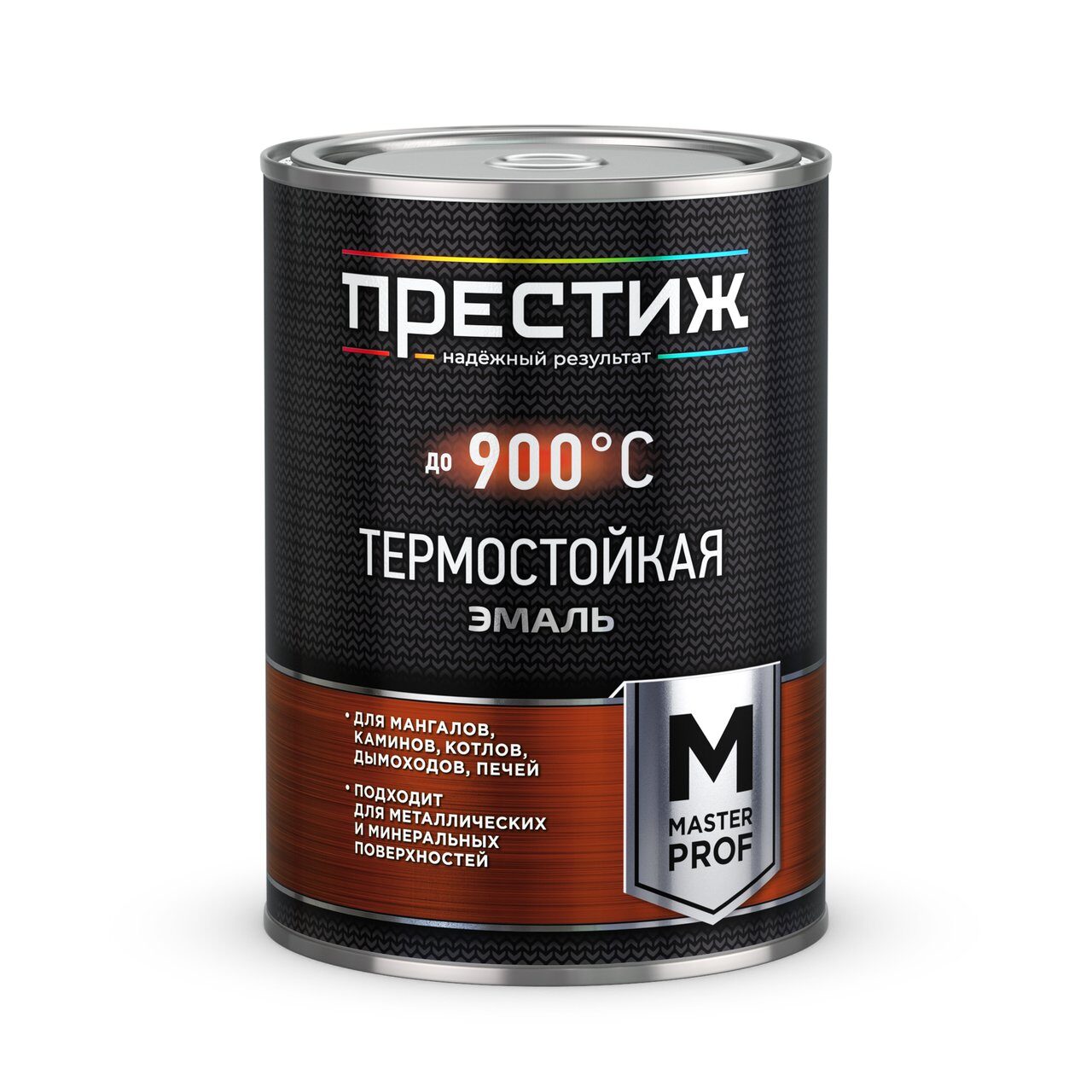 Эмаль термостойкая МАСТЕР "Престиж" до 900С черная 0.8 кг